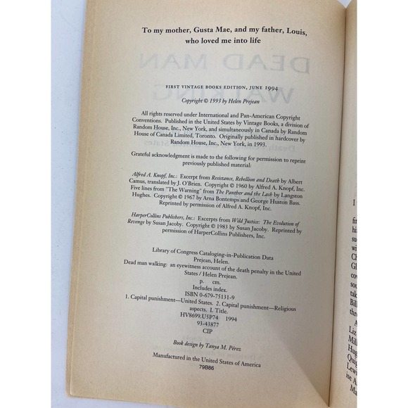 Dead Man Walking by Sister Helen Prejean 1994 First Vintage Book Edition PB - Picture 3 of 6